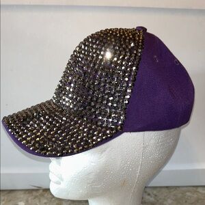 Rhinestone Embellished Purple Baseball Cap - Women's Fashion Hat